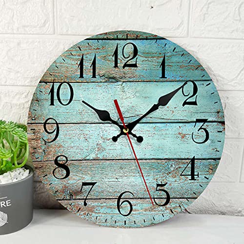 Turquoise Wooden Wall Clock