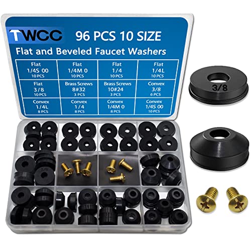 TWCC Faucet Washer and Brass Screw Assortment for Quick-Opening Faucets