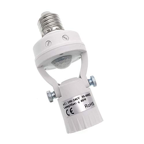 Adjustable Motion Sensor Light Socket for Storage Room and Garage Lighting