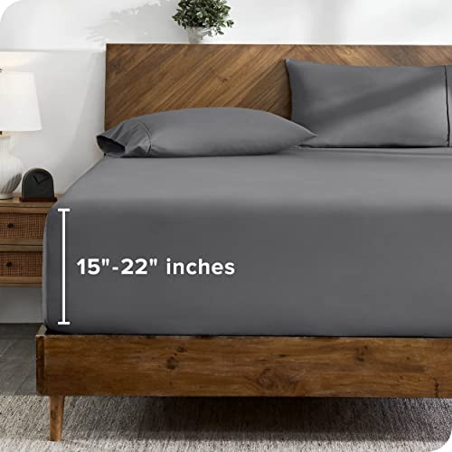Empyrean Bedding Double Brushed Microfiber 14 inch - 16 inch Deep Pocket Fitted Sheet, Twin, Charcoal Gray