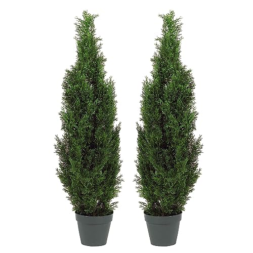 Two Pre-Potted 3' Artificial Cedar Topiary