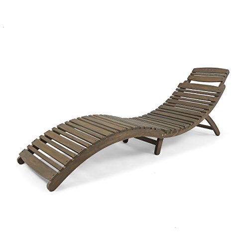 Tycie Outdoor Acacia Wood Chaise Lounge