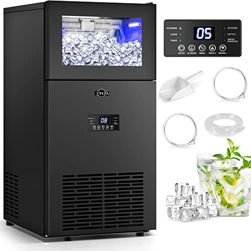 Kismile Built-in Ice Maker Machine, Commercial Lab Ice Maker with 80lbs Daily, Reversible Door, Drain Pump,24H Timer & Self-Cleaning, Under Counter