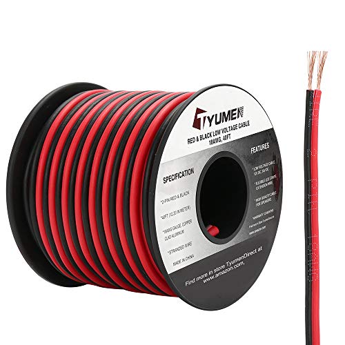 TYUMEN 40FT 18 Gauge 2pin 2 Color Cable Hookup Electrical Wire
