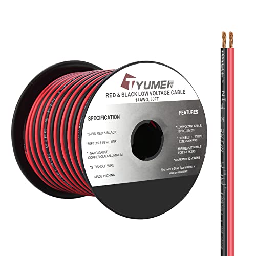 Tyumen 50ft 14AWG Red Black LED Strip Extension Wire