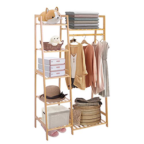 Ufine Bamboo Garment Rack - 7-Tier Storage Shelves