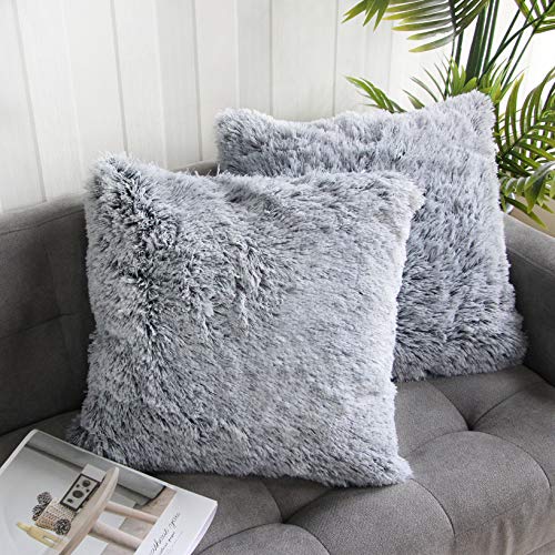 Uhomy Super Soft Luxury Fur Pillow Covers Set