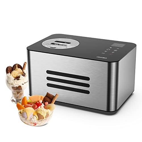 KUMIO 1 Quart Automatic Ice Cream Maker with Compressor, No Pre-freezing, 4  Modes Frozen Yogurt Machine with LCD Display & Timer, Electric Sorbet Maker  Gelato Maker, Keep Cool Function