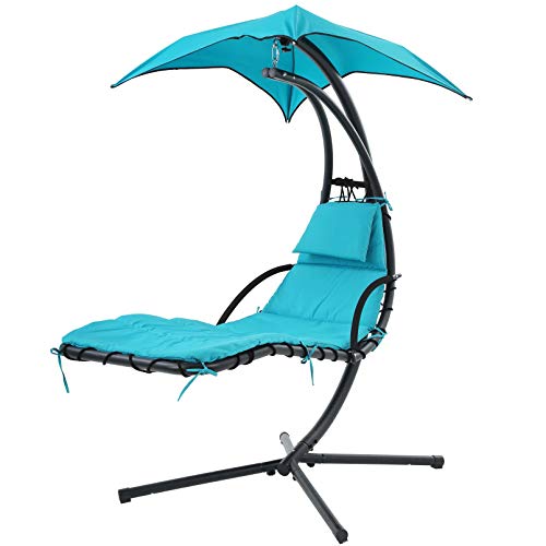 Ultimate Patio Chair Hanging Chaise Lounger Chair with Adjustable Umbrella