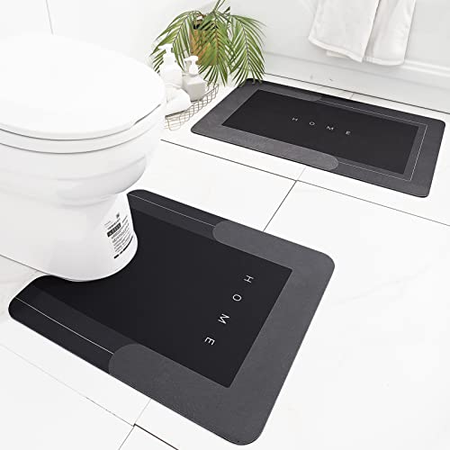 Ultra Soft Bath Mat and Toilet Rug Set - Dark Grey