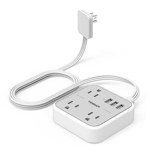 TESSAN Ultra Thin Flat Extension Cord with 3 USB Ports