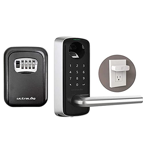 ULTRALOQ Smart Lever Door Lock + Key Storage Lock Box + WiFi Adaptor