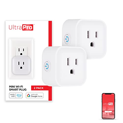 UltraPro Smart Plug WiFi Outlet, Works With Alexa & Google Home, 2 Pack