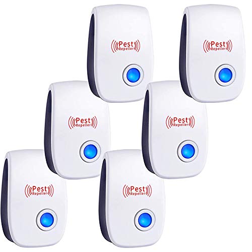 Ultrasonic Pest Repeller 6 Packs Electronic Plug in Indoor Sonic Repellent pest Control for Bugs Roaches Insects Mice Spiders Mosquitoes