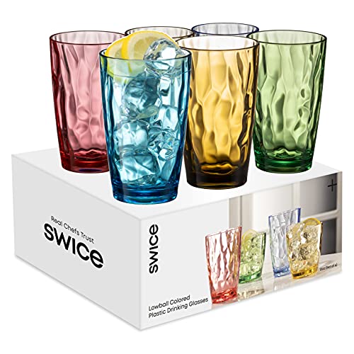 Unbreakable Colorful Highball Drinking Glasses - Set of 6