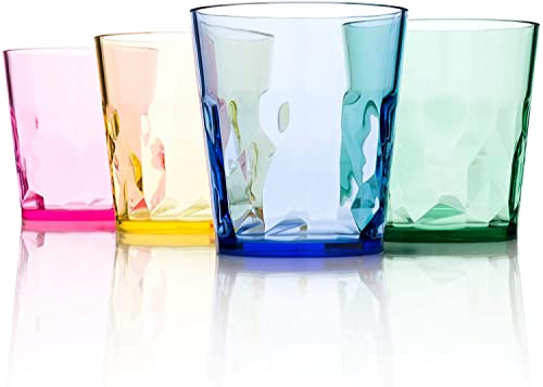 Optix Plastic Reusable Drinking Glasses (Set of 8) 20oz Water Cups in Jewel  Tone
