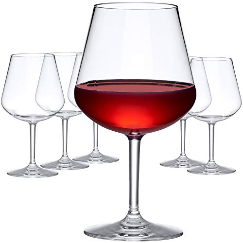 Lily's Home Unbreakable Acrylic Wine Glasses, Made of Shatterproof Tritan Plastic and Ideal for Indoor and Outdoor Use, Reusable (Multi - Light)