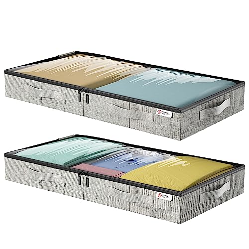 Under Bed Storage Containers - Low Profile with Sturdy Sidewalls/Bottom