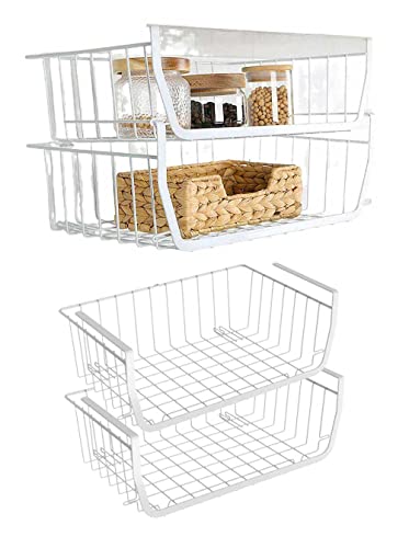 2 Pack - Simple Houseware Under Shelf Basket, White
