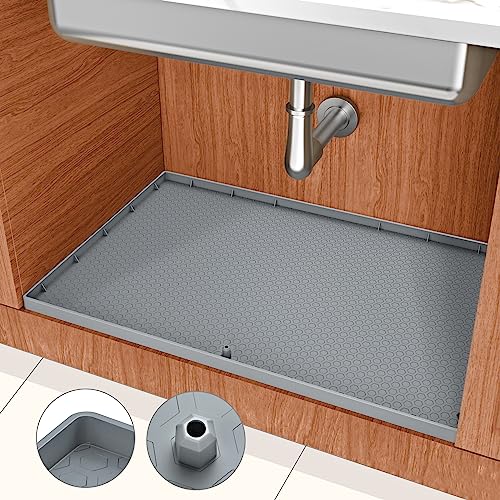 SIKADEER Under Sink Mat for Bathroom Waterproof, 28 x 19