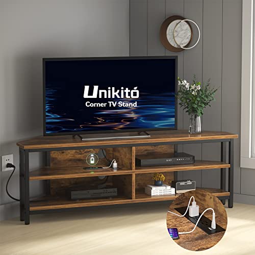 Unikito 55'' Corner TV Stand with Power Outlet