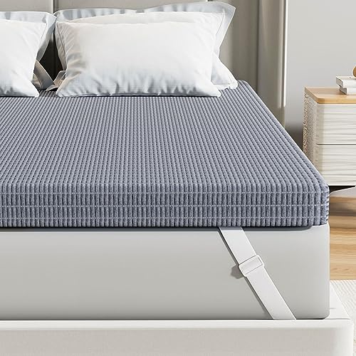 UniPon Queen Size 3" Extra Firm Memory Foam Mattress Topper with Bamboo Cover