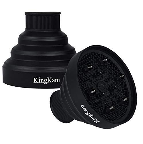 Universal Collapsible Hair Dryer Diffuser - Travel and Easy Storage - Fit Most of Hair Dryers KingKam-Black