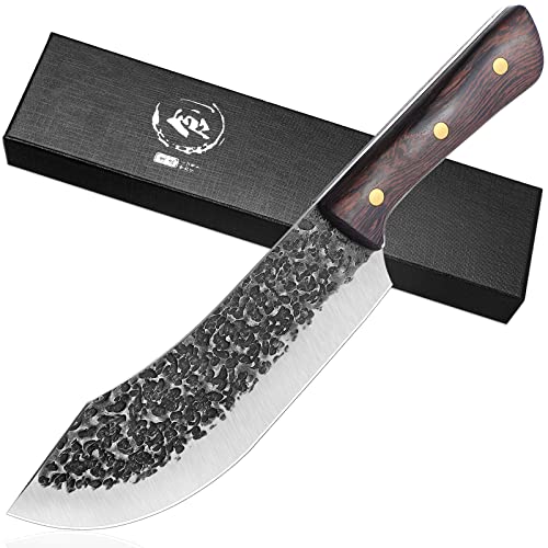 univinlions Butcher Knife - Hand-Forged 7" Full Tang Kitchen Meat Cleaver