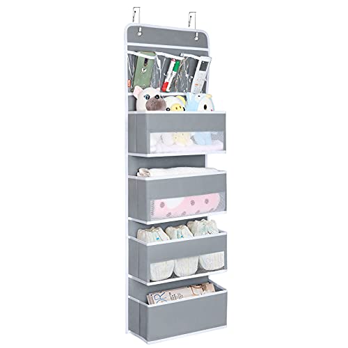 Baby Hanging Organizer with Large Pockets for Nursery Storage (Grey)