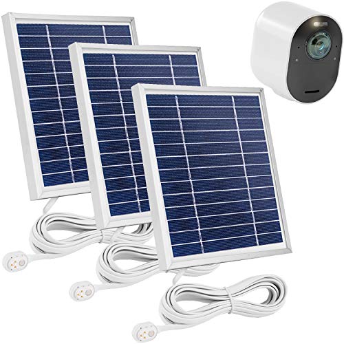 Uogw 3 Pack Solar Panel Compatible with Arlo Pro 3/Arlo Pro 4/Arlo Ultra/Ultra 2/Arlo Pro 5S 2K/Go 2,with 11.5ft Waterproof Magnetic Power Cable,Adjustable Mount(NOT for Arlo Essential Spotlight)