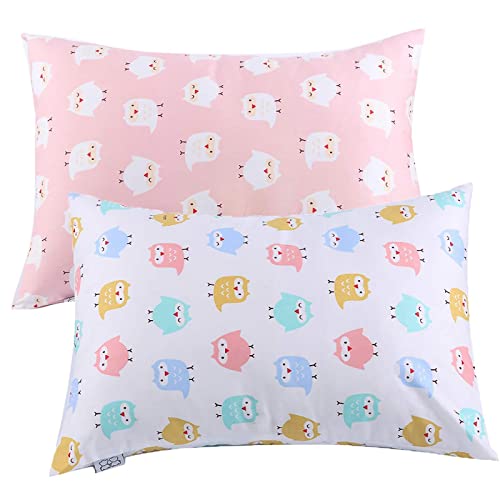 UOMNY Kids Toddler Pillowcases - Pink/White Owl Design - Pack of 2