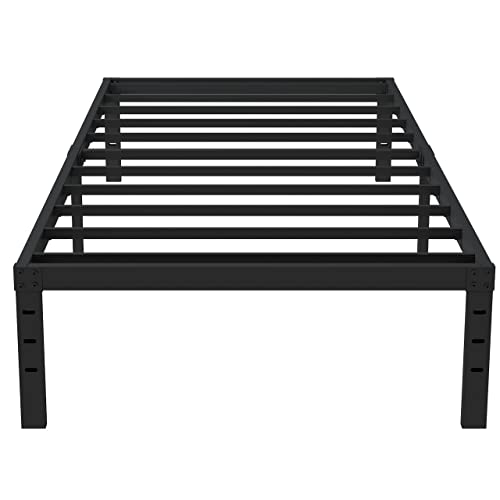 Upcanso 14" Heavy Duty Metal Twin Bed Frame w/ Storage, 2500lbs Support, Black
