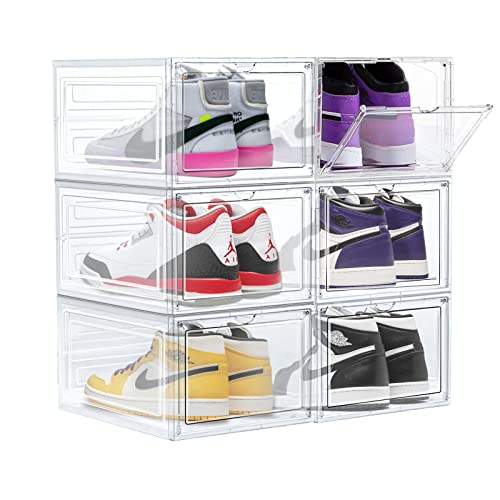 ARSTPEOE Clear Plastic Stackable Shoe Organizer, 6 Pack