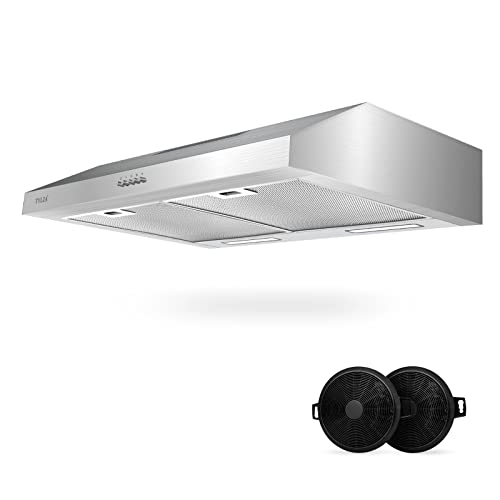 Under Cabinet Range Hood 30 Inch in Black Color, EVERKITCH, Kitchen Vent  Hood,Built in Range Hood for Ducted, with Permanent Stainless Steel Filters