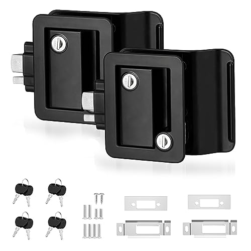 Upgraded RV Door Lock, Black RV Travel Trailer Door Lock with Paddle Deadbolt and Keys