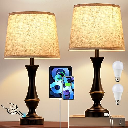 Upgraded Touch Lamps for Bedrooms Set of 2