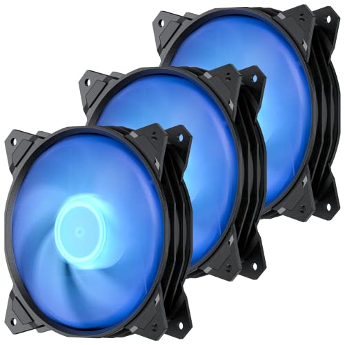 upHere Long Life 120mm 3-Pin High Airflow Quiet Edition Blue LED Case Fan 3-Pack