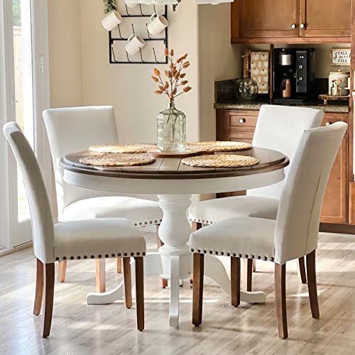 Upholstered Parsons Dining Chairs Set of 4 - Beige