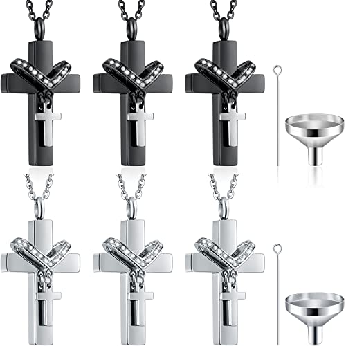 Stainless Steel Cross Urn Necklace for Ashes (6 Pieces)" - Junkin