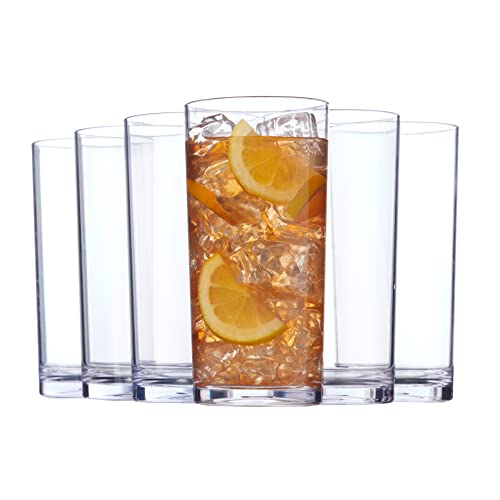 Classic Clear Plastic Reusable Drinking Glasses (Set of 6) 24oz Iced-Tea Cups