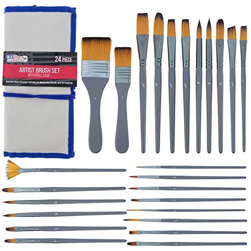 US Art Supply 24-Piece Paint Brush Set