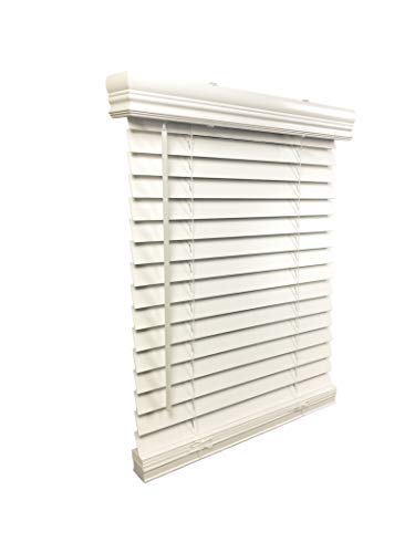 US Window And Floor 2" Faux Wood 25" W x 86" H, Outside Mount Cordless Window Blinds, Smooth White,CLF0102500860
