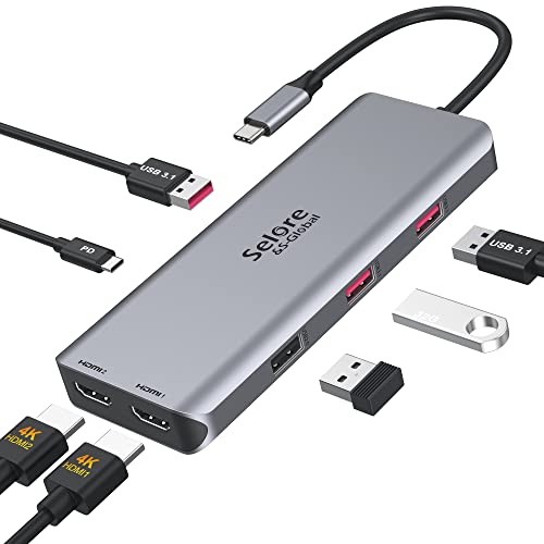 USB C Docking Station for MacBook Pro/Air M1 Dual Monitor, 100W PD Charging, 10Gbps USB Ports