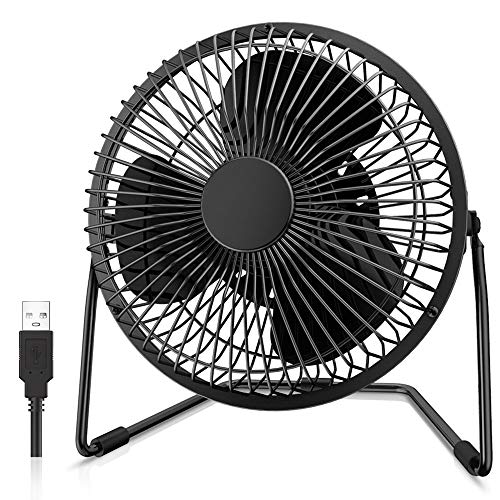 USB Desk Fan, Small Quiet Strong Airflow and 360° Rotating Personal Table Cooling Fan