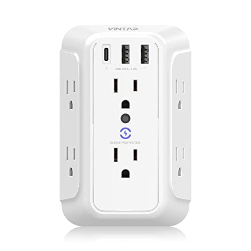 VINTAR 6-Outlet USB Wall Charger with Surge Protection