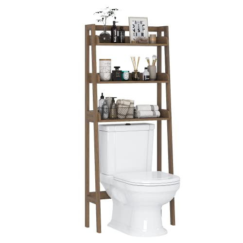 UTEX 3-Shelf Bathroom Organizer Over The Toilet, Bathroom Spacesaver (Wood Grain)