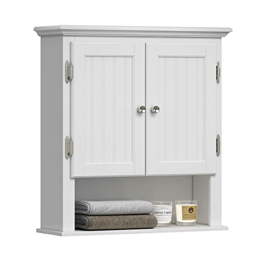 UTEX White Bathroom Wall Cabinet with Shelves