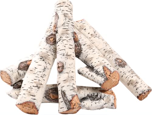 Utheer Gas Fireplace Logs Set Ceramic White Birch Log