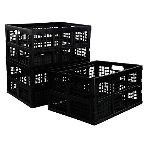 Utiao 34 Quart Collapsible Storage Bins, Folding Crate, Milk Crate, 3 Packs