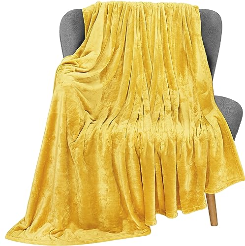 Utopia Bedding Yellow Fleece Blanket: 300GSM Luxury Microfiber (60x50 Inches)